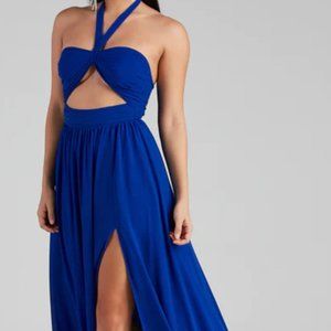 Sonia Formal Halter Cutout Chiffon Long Dress
